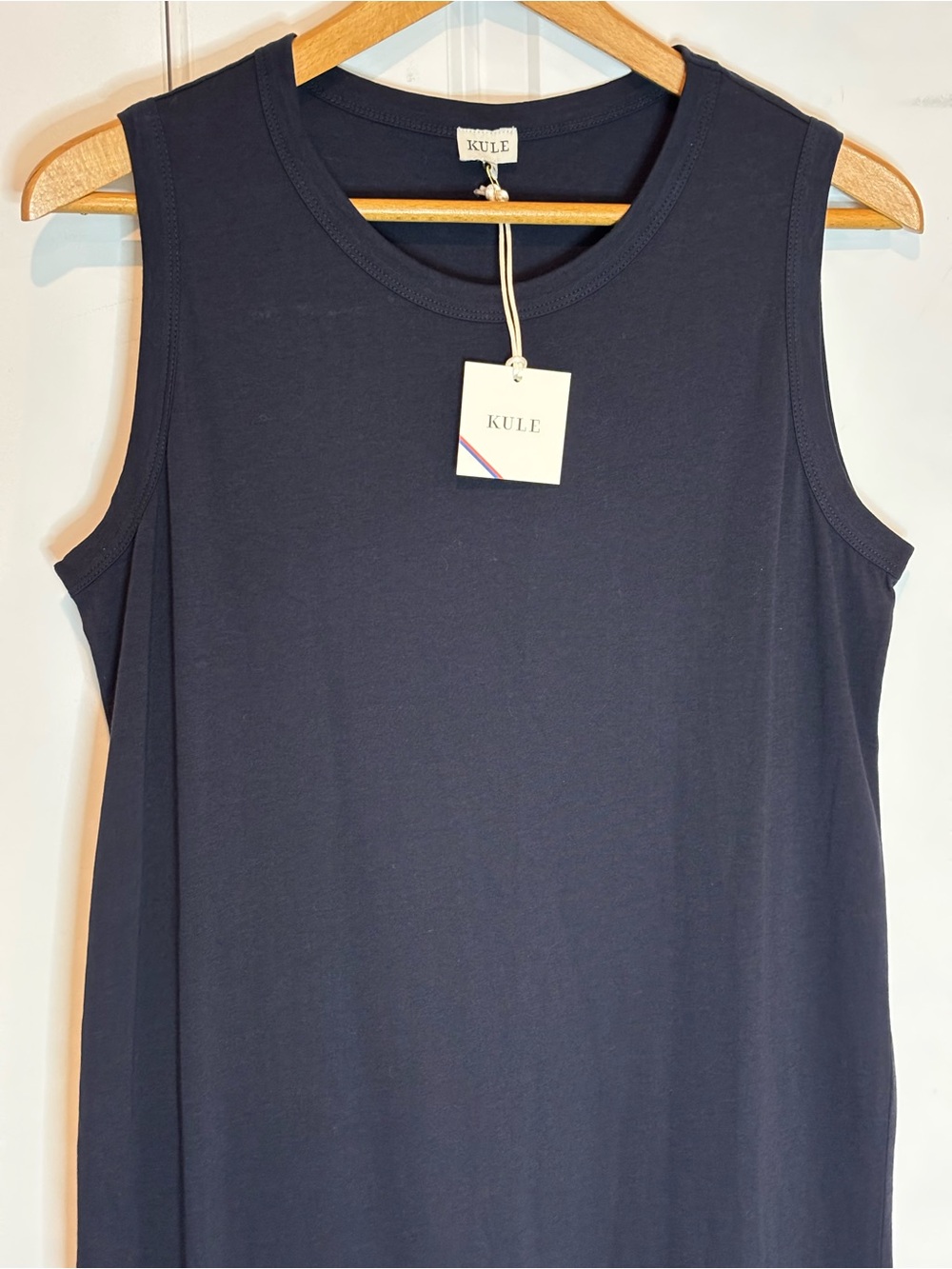 NWT Kule The Tank Dress Navy Blue Organic Cotton Midi M - Picture 2 of 7